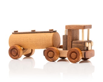Handmade Wooden Water Truck Toy: Personalized Toddler Gift