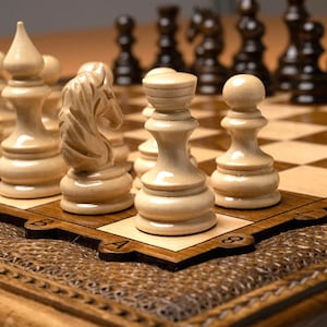Handcrafted Chess Set: Wooden Chess Board / FREE PERSONALIZATION / 6 SIZES image 14