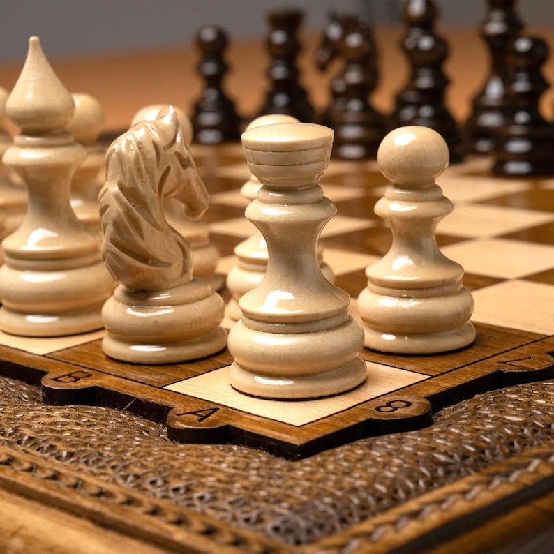 Handcrafted Chess Set: Wooden Chess Board / FREE PERSONALIZATION / 6 SIZES image 14