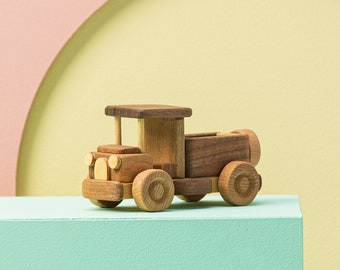 Handcrafted Wooden Toy Truck: Personalized Eco-Friendly Push Toy