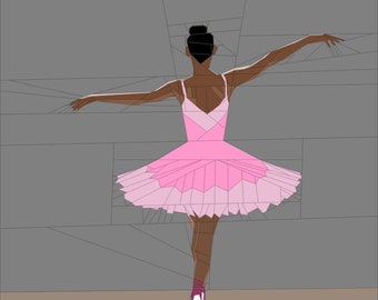 PDF, FPP, Foundation Paper Piecing, Ballerina En Pointe, patrón de colcha, bailarina de ballet