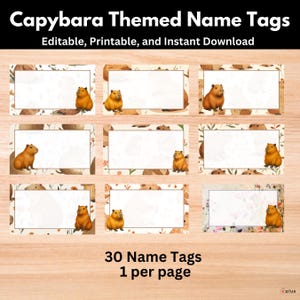 Capybara Name Tags: Customizable Classroom Decor (Powerpoint Digital Download)