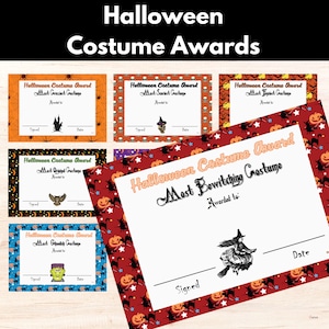 Halloween Costume Awards Printable Awards