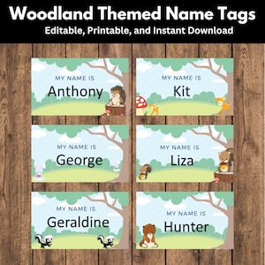Adorables plaques nominatives Woodland pour l'organisation de la classe Étiquettes nominatives pour les élèves - Identifiez facilement les élèves