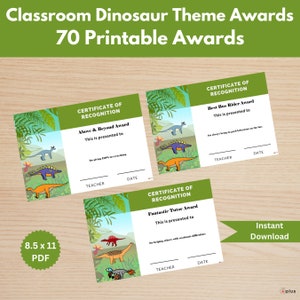 Dragon-Themed Class Awards for Academic Achievements - Editable Dinosaur Classroom Certificates End of Year Awards