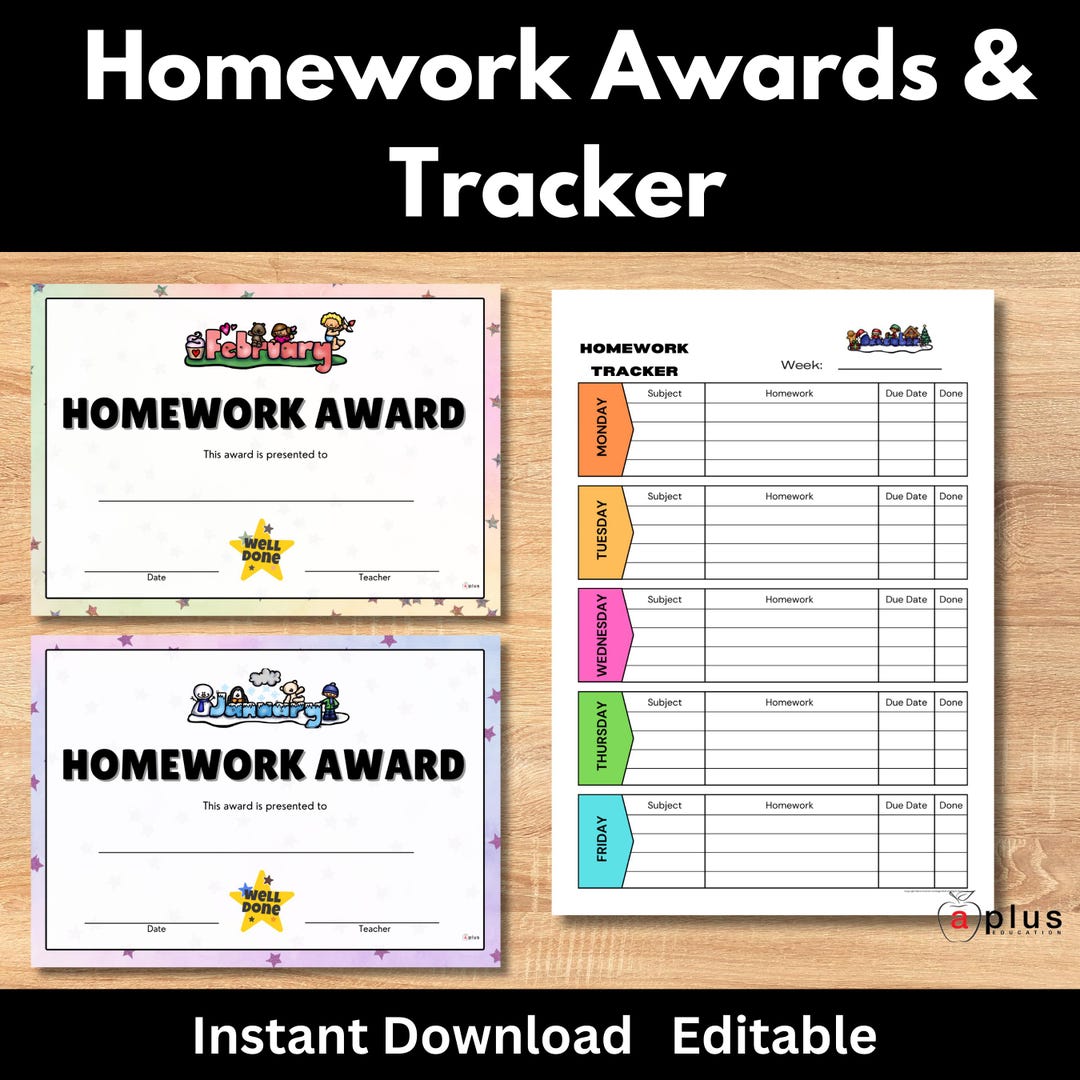 Homework Tracker Printable and Homework Awards | Student Accountability ...