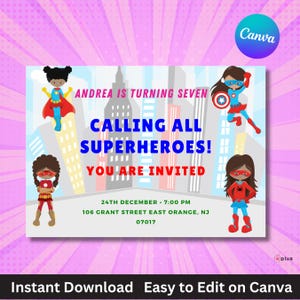 Superhero Invitation, Superhero Birthday, Modern Superhero Party, Superhero Invitation Template, Editable Invitation, INSTANT DOWNLOAD