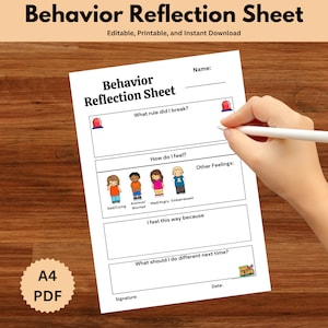 Behavior Reflection Sheet
