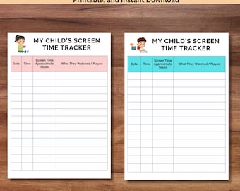 Printable Screen Time Tracker for Kids: Digital Habit Log (PDF)