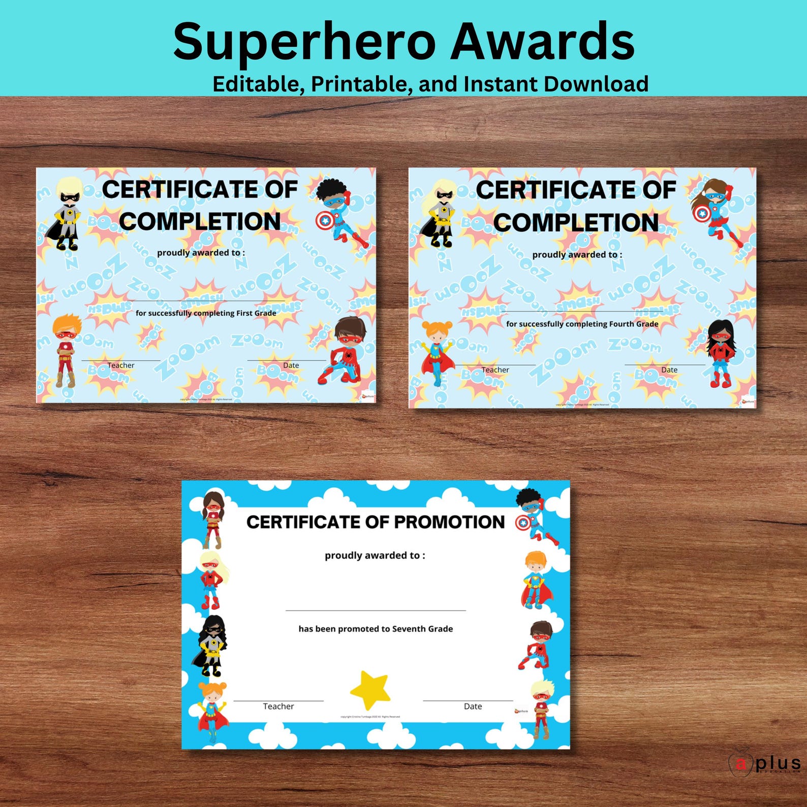 Superhero Awards for Students Editable Certificates for Boys and Girls ...