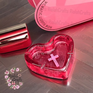 Bright Pink Love Ashtray, Unusual Resin Heart-shaped Ashtray, Ornament Tray, Cross Ashtray Gift