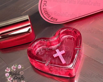 Bright Pink Love Ashtray, Unusual Resin Heart-shaped Ashtray, Ornament Tray, Cross Ashtray Gift