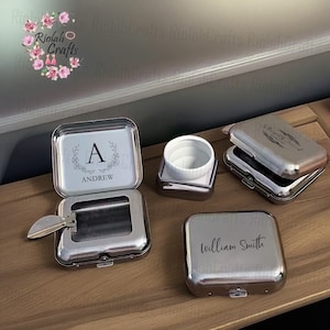 Mini cenicero portátil de acero inoxidable para exteriores con patrón de grabado personalizado, texto y logotipo, cenicero portátil pequeño para mujer, personalizable