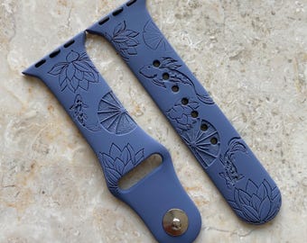 Correa para Apple Watch con grabado de pez koi - tamaños: 38 mm, 40 mm, 41 mm (pequeña)