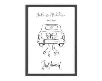 Personalisiertes Hochzeits-Poster | Just Married | Namen & Datum | Hochzeitsgeschenk für Brautpaar