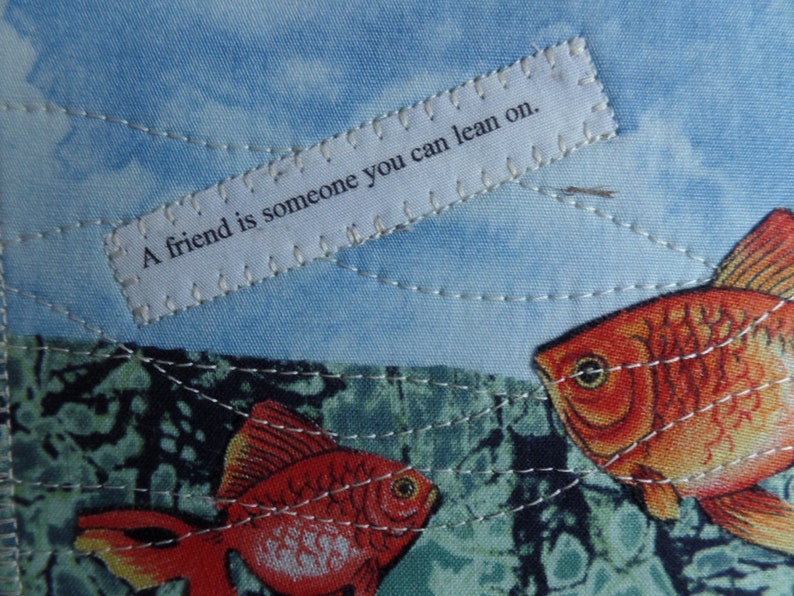 Goldfish fabric postcard Fabric postcards Goldfish.