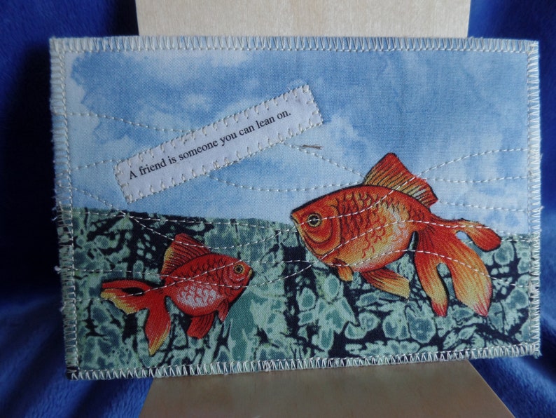 Goldfish fabric postcard Fabric postcards Goldfish.