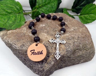Mens Black Pocket Rosary RCIA Confirmation Sponsor Catholic Gift Chaplet Prayer Beads