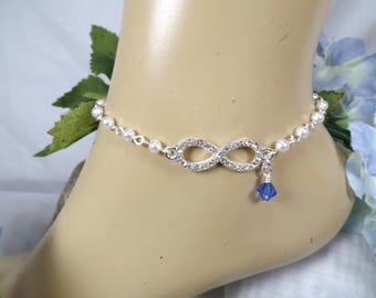Something Blue For Bride Infinity Anklet Adjustable Ankle Bracelet Bridal Shower Gift