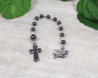Gray Pocket Rosary Chaplet Tenner Confirmation RCIA Gift for Boys Teen