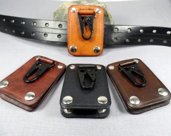 Heavy Duty Snap On Leather Belt Key Holder With HK Snap Hook Fathers Day 3rd Aniverysary Gift For Him