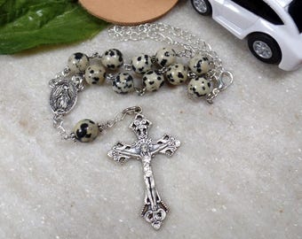 Car Auto Travel Rear view Mirror Rosary RCIA Confirmation Sponsor Catholic Co Worker Gift