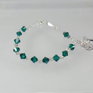 Emerald May Birthstone Crystal Rosary Bracelet Irish RCIA Catholic Quinceanera Sponsor Gift image 5