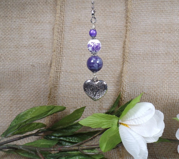 Purple Fan Pull Light Pull Chain Ceiling Fan Pull Beaded Fan Pull Christmas Gift Housewarming Gift Secret Siste Gift Friend Gift