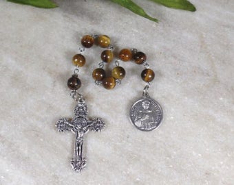 St. Peregrine Patron Saint of Cancer Tiger Eye Pocket Rosary Cancer Support Gift