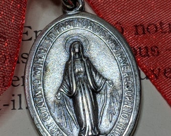 Maria Purisima de la Cruz Catholic Necklace Medal Spanish Sister Bronze Pendant Chain Link Religious Jewelry NEW