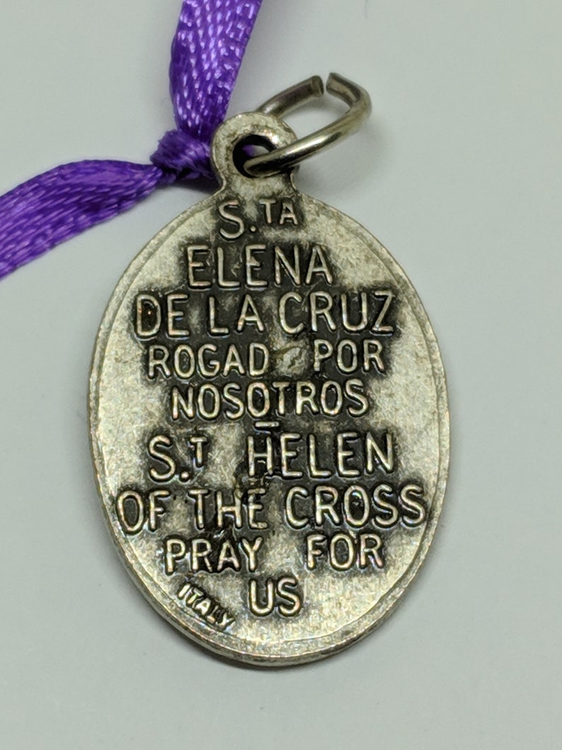 1950s Vintage Saint St Helen of the Cross Silver Heavier Weight Religious Medal Pendant Italy