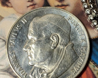 Big Sale Large Vintage Signed A Consonni Pope John Paul II Saint St Anne De Beaupre Silver Religious Medal Pendant Coin