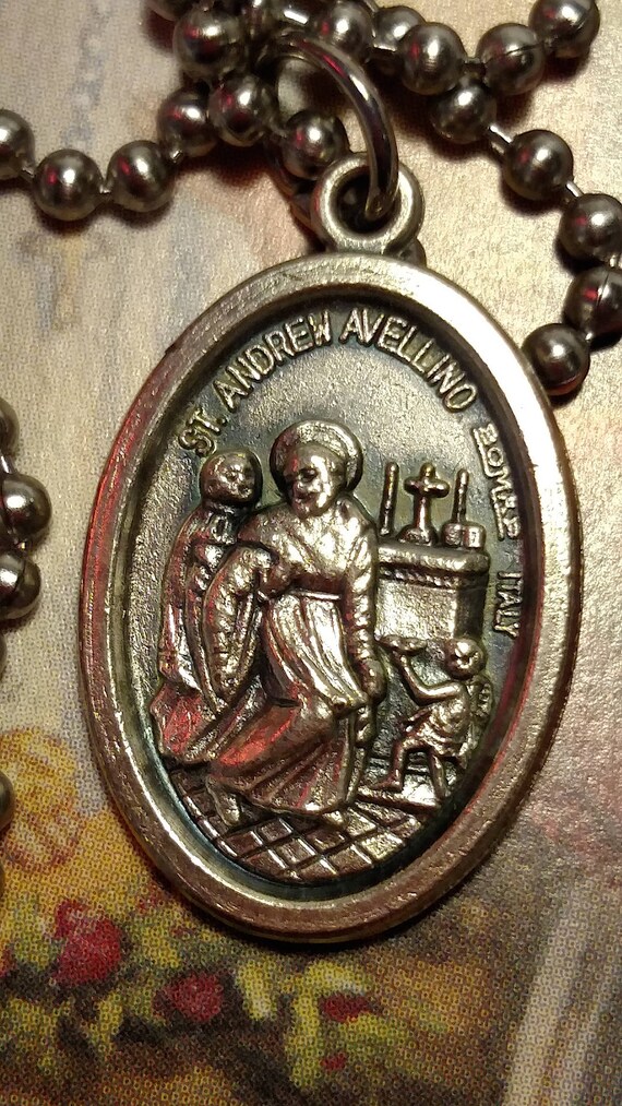 St Saint Andrew Avellino Silver Religious Medal Pendant Charm Etsy