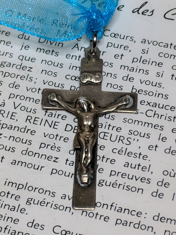 Antique Vintage Sterling Silver Cross Crucifix Pendant Engraved Mother On Back Hallmarked