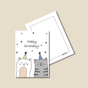 Set von 2 handgemachten Katzen-Geburtstagskarten – Süße Kätzchen Party Glückwunschkarte,  Geburtstagsgrüße, Tierliebhaber Geschenk