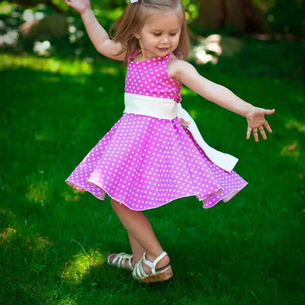 Girls dress pattern for knits toddlers and girls halter twirl dress sewing pattern sizes 2 3 4 5 6 7 8 PDF Instant Download
