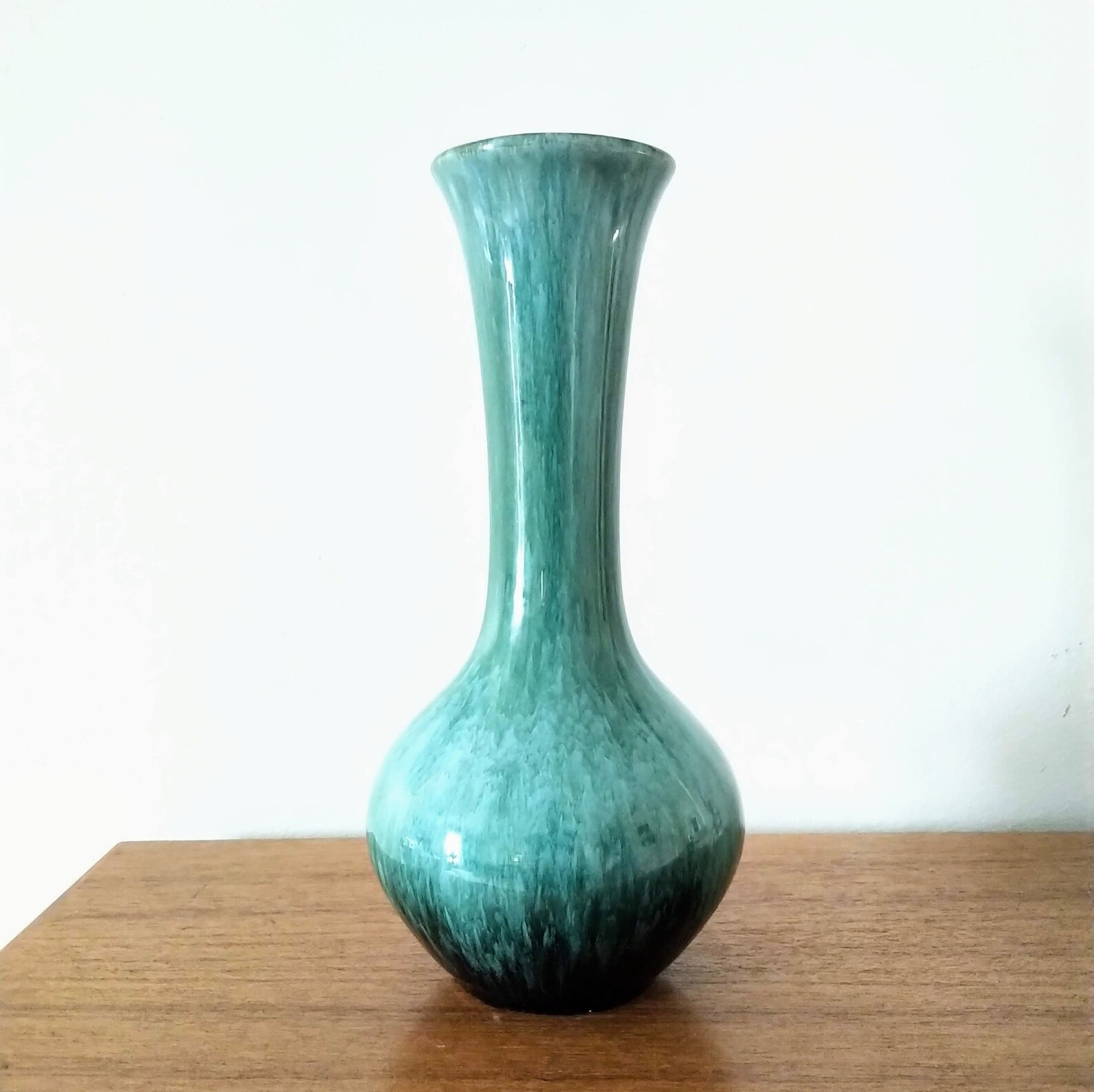 Vintage Blue Mountain Pottery Vase Blue Teal Green Drip Etsy