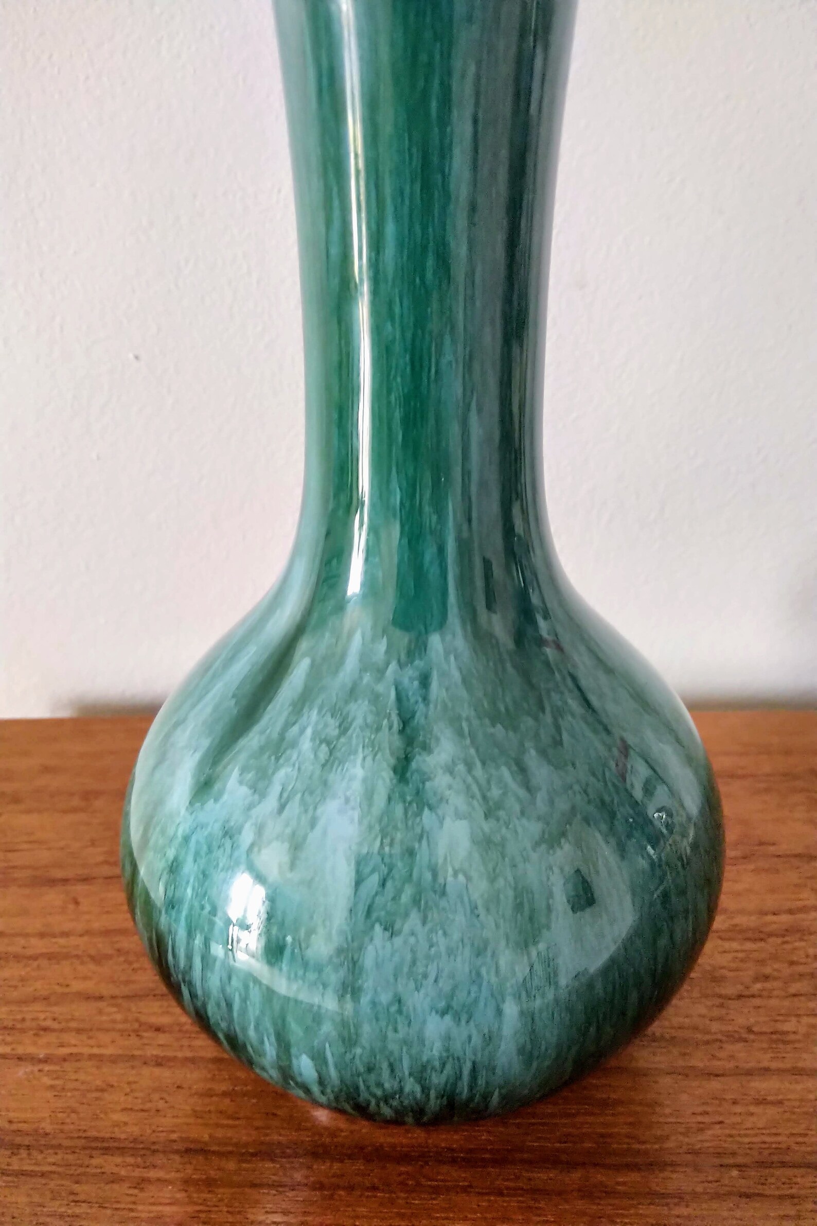 Vintage Blue Mountain Pottery Vase Blue Teal Green Drip Etsy