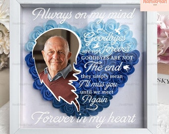 Gepersonaliseerde Flower Shadow Box, Custom Photo Memorial Shadowbox, Forever In My Heart Roses Shadowbox, Memorial Gift