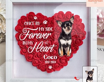 Pet Memorial Gift, Custom Pet Keychain, Personalized Pet Photo Keychain, Personalized Flower Shadow Box, Dog Memorial Frame, Pet Loss Gift