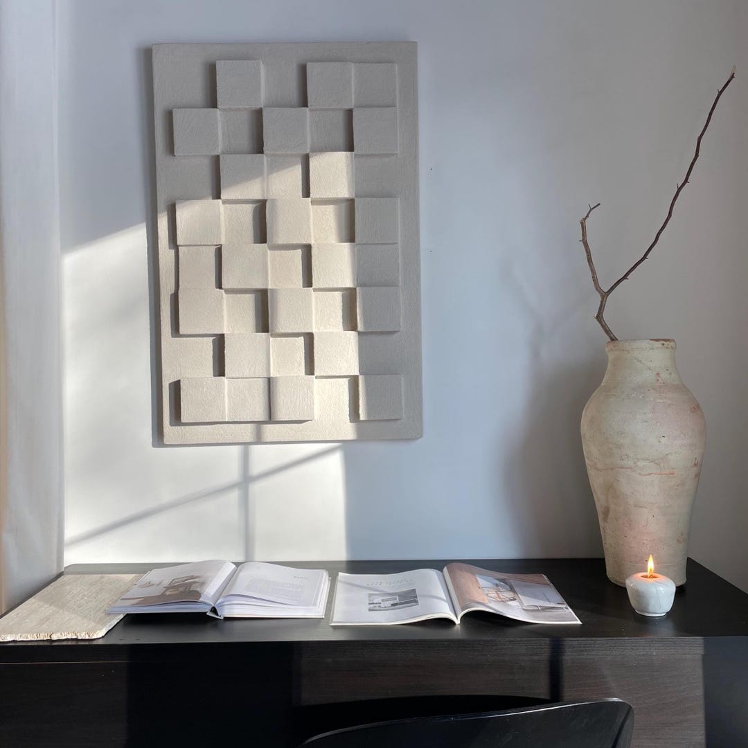 Geometric Handcraft Geometric Handcrafted Limited Series Wall Relief- Maison Beige Studio ...