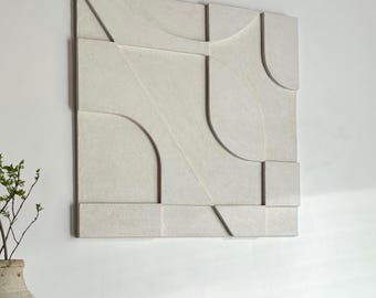 Abstract 3D Wall Art | Graphic Wall Piece | Custom Handmade Relief Wall Painting | Japandi Wall Sculpture | Minimalism Bas Relief