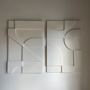 Abstract Handmade Diptych | Graphic Wall Piece | Custom Relief Wall Painting | Unique Wall Sculpture | Minimalism Bas Relief | Set of 2