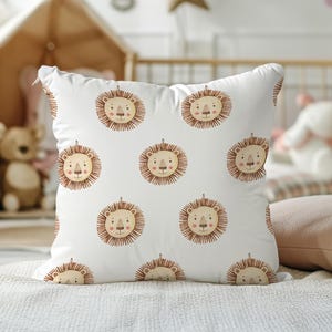 Cute Lion Cushion, Jungle Animal Baby Decor, Baby Room Throw Pillowcase Lion Nursery Pillowcase Neutral Crib Accessory, Safari Nursery Decor