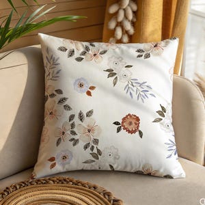 Minimalist Floral Pillowcase, Watercolor Flower Decor, Flower, Cushion Cover, Soft Nature Throw, Modern Pillowcase, Housewarming Gift