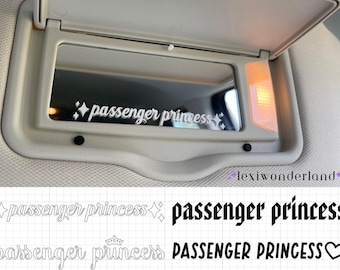 Passenger Princess Visor Mirror Sticker | Car Decal | Sparkles, Tiara, Gothic, Heart | Gifts for Girlfriend/Wife | Valentines/Birthday