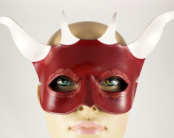 Red Dragon leather masquerade mask handmade Halloween costume larp Carnival Mardi Gras theater