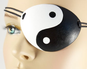 Yin Yang Chinese symbol eye patch, handmade leather Halloween masquerade pirate cosplay costume