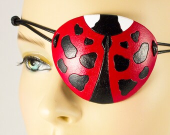 Ladybug eyepatch cute pirate leather eye patch Halloween costume handmade masquerade kawaii ladybird