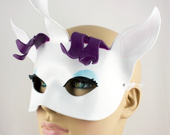 Rarity unicorn mask, handmade leather my little pony brony cosplay costume larp Halloween masquerade